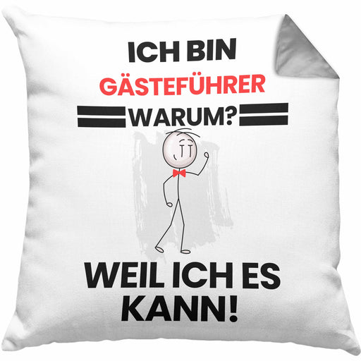 Gästeführer Geschenk Kissen mit Füllung 40x40 Lustiger Spruch Ich Bin Gästeführer Warum Weil Ich Es Kann Geschenkidee Bester Gästeführer Geburtstag (Grau) Grau Trendation