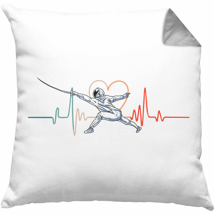 Lustige Fechten-Kissen mit Füllung 40x40 Geschenk für Fechter Herzschlag (Grau) Grau Trendation