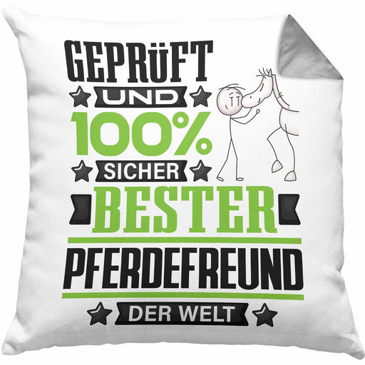 Pferdefreund Geschenk Lustiger Spruch für Pferdefreund Geschenkidee Bester Pferdefreund Der WeltKissen mit Füllung 40x40 (Grau) Grau Trendation