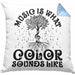 Music Is What Color Sounds Like Kissen mit Füllung 40x40 Geschenk Musiker Geschenkidee Band Bandmitglied Klavier Gitarre Piano (Grau) Blau Trendation