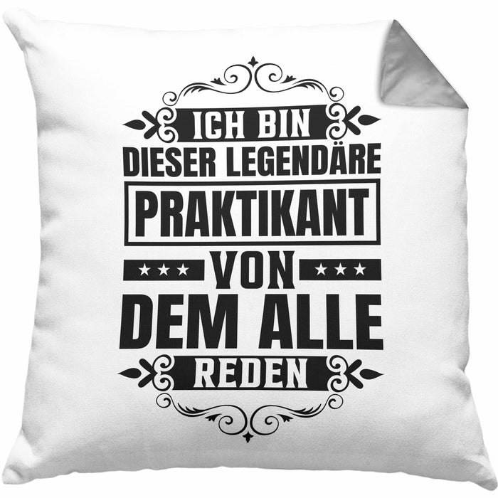 Praktikant Kissen mit Füllung 40x40 Geschenk Lustiger Spruch Ich Bin Dieser Eine Legendäre Praktikant Von Dem Alle Reden (Grau) Grau Trendation