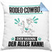 Rodeo-Cowboy Kissen mit Füllung 40x40 Geschenk für Rodeo-Cowboy Der Mann Der Alles Kann Geschenkidee zum Geburtstag (Grau) Blau Trendation
