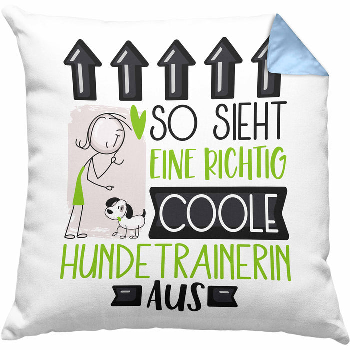 Hundetrainerin Geschenk Kissen mit Füllung 40x40 Lustig Geschenkidee für Hundetrainerin Geburtstag So Sieht Eine Richtig Coole Hundetrainerin Aus Frauen Spruch (Grau) Blau Trendation