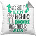 Ingenieur Kissen mit Füllung 40x40 Geschenk So Sieht Ein RIchtig Cooler Ingenieur Aus Geschenkidee Lustiger Spruch Geburtstag (Grau) Grau Trendation