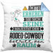 Rodeo-Cowboy Geschenk Kissen mit Füllung 40x40 Lustiger Spruch Erheben Sie Sich Der Rodeo-Cowboy Betritt den Raum (Grau) Blau Trendation