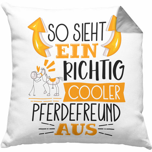 Pferdefreund Kissen mit Füllung 40x40 So Sieht Ein Richtig Cooler Pferdefreund Aus Geschenk Lustiger Spruch Geschenkidee (Grau) Grau Trendation