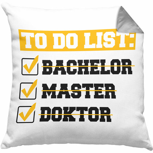 Doktortitel Bestanden Kissen mit Füllung 40x40 Geschenk To Do List (Grau) Grau Trendation