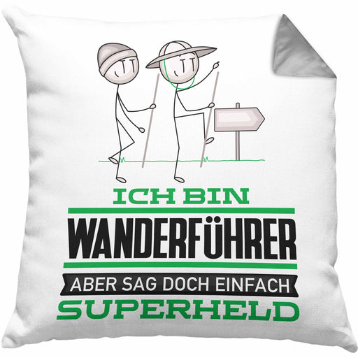Wanderführer Geschenk Kissen mit Füllung 40x40 Ich Bin Wanderführer Aber Sag Doch Einfach Superheld Lustige Geschenkdiee für Wanderführer (Grau) Grau Trendation