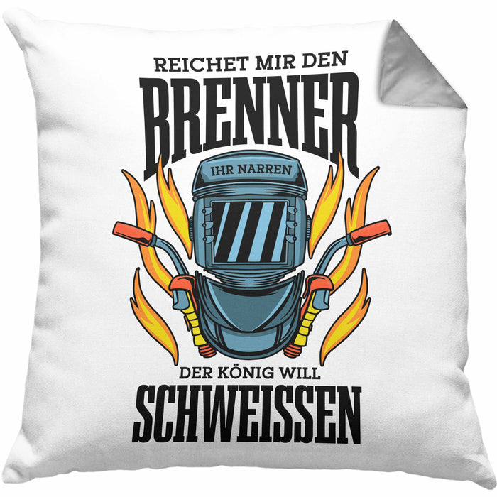 Schweißen Kissen mit Füllung 40x40 Geschenk Schmied Schweißer Geschenkidee Metallbauer (Grau) Grau Trendation