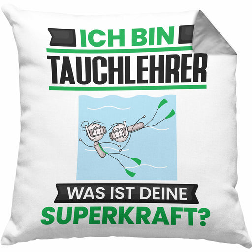 Tauchlehrer Kissen mit Füllung 40x40 Geschenk für Tauchlehrer Geburtstag Lustiger Spruch Was Ist Deine Superkraft (Grau) Grau Trendation