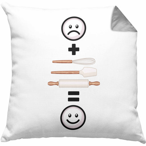Bäcker Kissen mit Füllung 40x40 Geschenk für Bäckerei Bäcker Lustige Geschenkidee :( + Backen = :) Geburtstag (Grau) Grau Trendation
