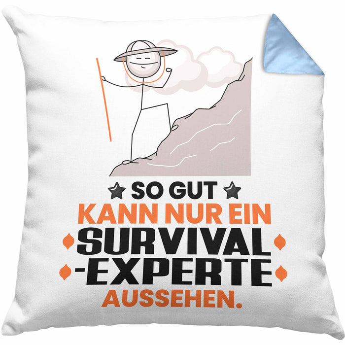 Survival-Experte Geschenk Kissen mit Füllung 40x40 So Gut Kann Nur Ein Survival-Experte Aussehen Geschenkidee (Grau) Blau Trendation