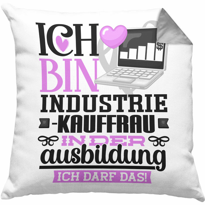Industriekauffrau Ausbildung Start Geschenk Kissen mit Füllung 40x40 Ich Bin Industriekauffrau In Der Ausbildung Ich Darf Das Geschenkidee (Grau) Grau Trendation