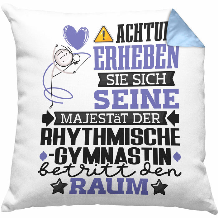 RhythmischeGymnastin Geschenk Kissen mit Füllung 40x40 Lustiger Spruch Erheben Sie Sich Der RhythmischeGymnastin Betritt den Raum (Grau) Blau Trendation