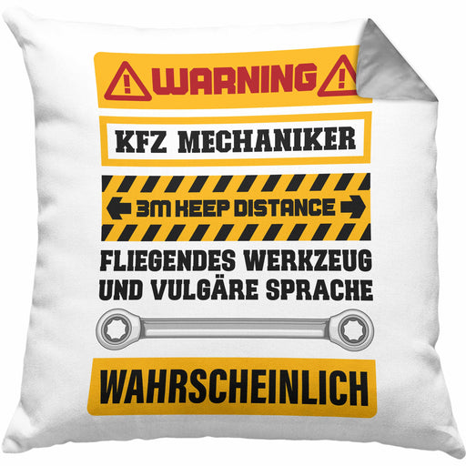 KFZ Mechaniker Kissen mit Füllung 40x40 Geschenk Lustig Spruch Geschenkidee Mechaniker Lustig (Grau) Grau Trendation
