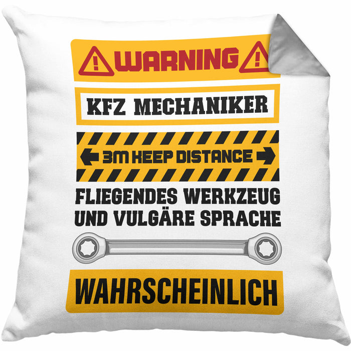 KFZ Mechaniker Kissen mit Füllung 40x40 Geschenk Lustig Spruch Geschenkidee Mechaniker Lustig (Grau) Grau Trendation