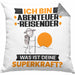 Abenteurreisender Kissen mit Füllung 40x40 Geschenk für Abenteurreisender Geburtstag Lustiger Spruch Was Ist Deine Superkraft (Grau) Grau Trendation