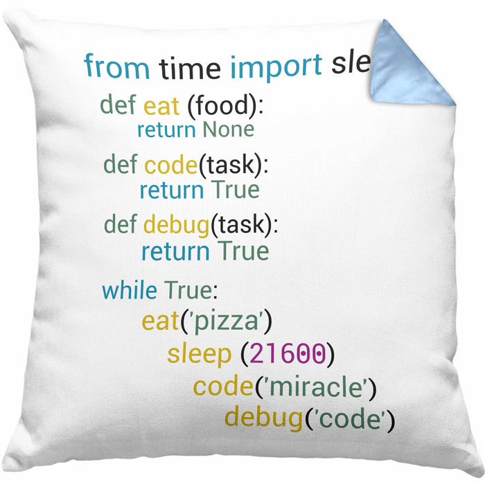 Coder Kissen mit Füllung 40x40 Geschenk für Programmierer Softwareentwickler Nerds Geschenkidee (Grau) Blau Trendation