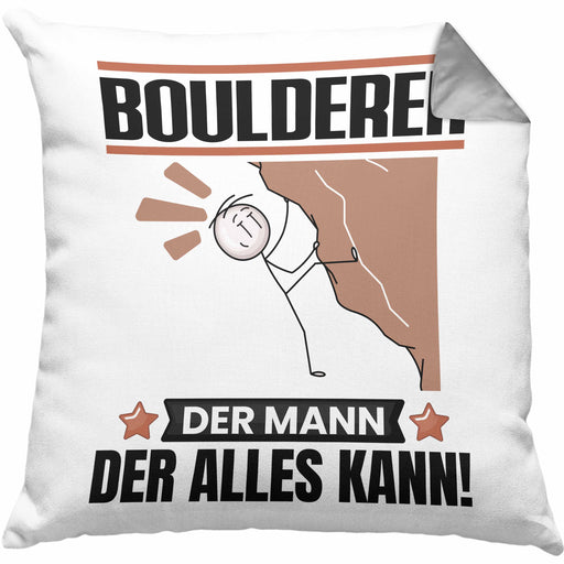 Boulderer Kissen mit Füllung 40x40 Geschenk für Boulderer Der Mann Der Alles Kann Geschenkidee zum Geburtstag (Grau) Grau Trendation