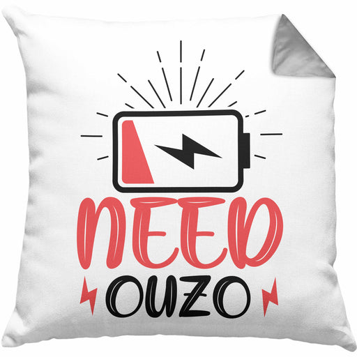 Need Ouzo Kissen mit Füllung 40x40 Geschenk Griechenland Geschenkidee (Grau) Grau Trendation