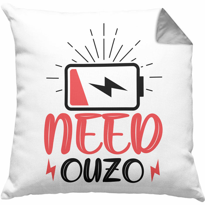 Need Ouzo Kissen mit Füllung 40x40 Geschenk Griechenland Geschenkidee (Grau) Grau Trendation