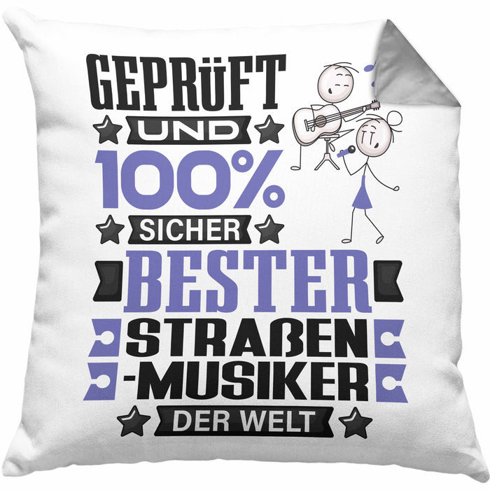 Straßenmusiker Geschenk Lustiger Spruch für Straßenmusiker Geschenkidee Bester Straßenmusiker Der WeltKissen mit Füllung 40x40 (Grau) Grau Trendation