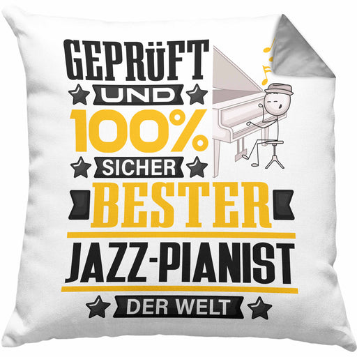 Jazz-Pianist Geschenk Lustiger Spruch für Jazz-Pianist Geschenkidee Bester Jazz-Pianist Der WeltKissen mit Füllung 40x40 (Grau) Grau Trendation