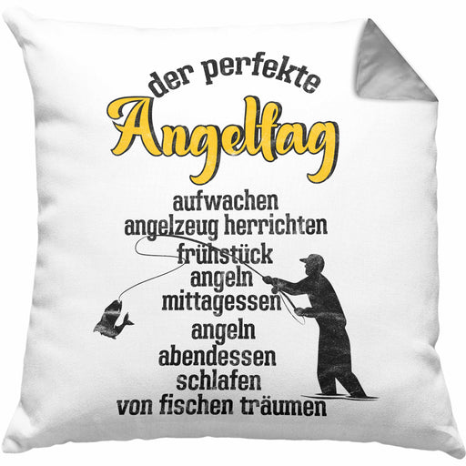 Kissen mit Füllung 40x40 für Angler Geschenk für Fischer Geschenkidee (Grau) Grau Trendation