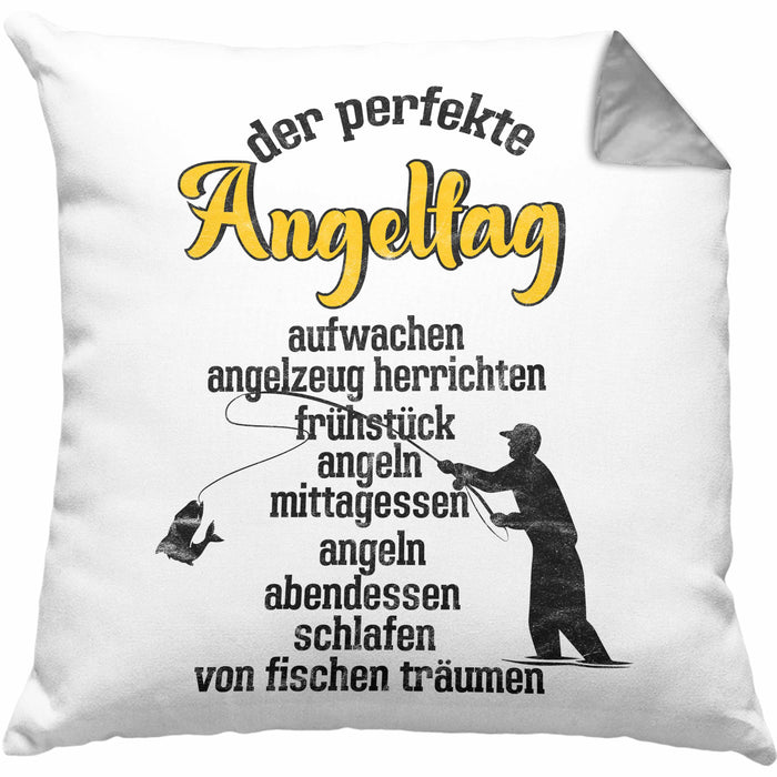 Kissen mit Füllung 40x40 für Angler Geschenk für Fischer Geschenkidee (Grau) Grau Trendation