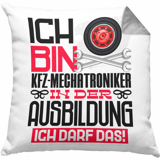 Kfz-Mechatroniker Ausbildung Kissen mit Füllung 40x40 Geschenk Ich Bin Kfz-Mechatroniker In Der Ausbildung Ich Darf Das Geschenkidee Spruch (Grau) Grau Trendation