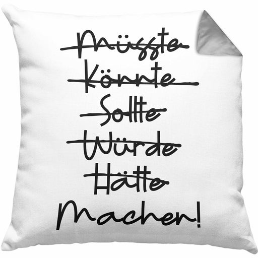 Macher Kissen mit Füllung 40x40 Motivation Kissen mit Füllung 40x40 Spruch Geschen (Grau) Grau Trendation