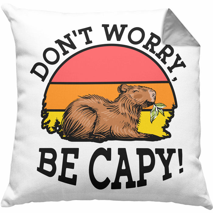 Lustige Kissen mit Füllung 40x40 "Don't Worry Be Cappy" lustiges Geschenk für Capybara-Liebhaber (Grau) Grau Trendation