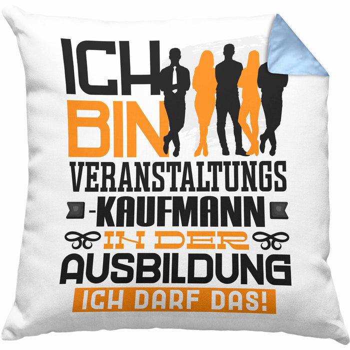 Veranstaltungskaufmann Ausbildung Kissen mit Füllung 40x40 Geschenk Ich Bin Veranstaltungskaufmann In Der Ausbildung Ich Darf Das Geschenkidee Spruch (Grau) Blau Trendation