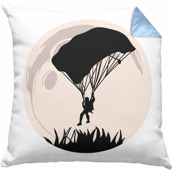 Lustige Kissen mit Füllung 40x40 für Paragliding- und Fallschirmspringer Geschenk Abenteurer (Grau) Blau Trendation