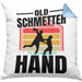 Handball Geschenk Kissen mit Füllung 40x40 Geschenkidee Handball-Spieler Handballspielerin Mädchen Jungs Old Schmetterhand (Grau) Blau Trendation