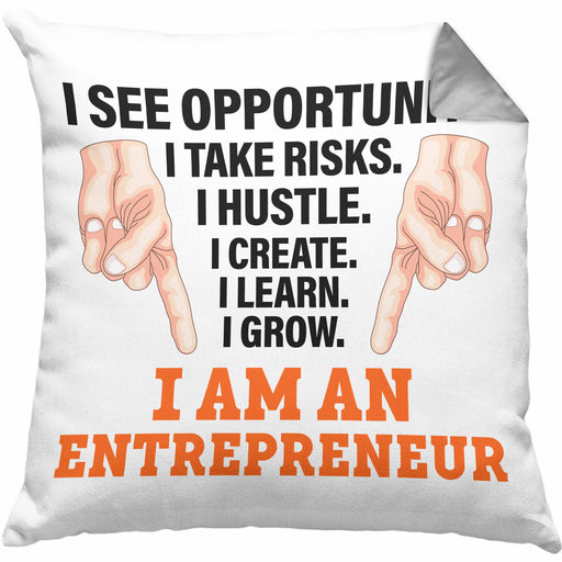Entrepreneur Kissen mit Füllung 40x40 Entrepreneurship Geschenk Spruch Motivation Idee Selbstständig (Grau) Grau Trendation