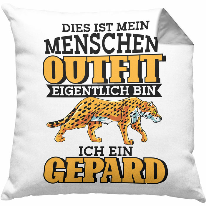 Lustige Gepard Kissen mit Füllung 40x40 Spruch Kostüm Geschenkidee (Grau) Grau Trendation