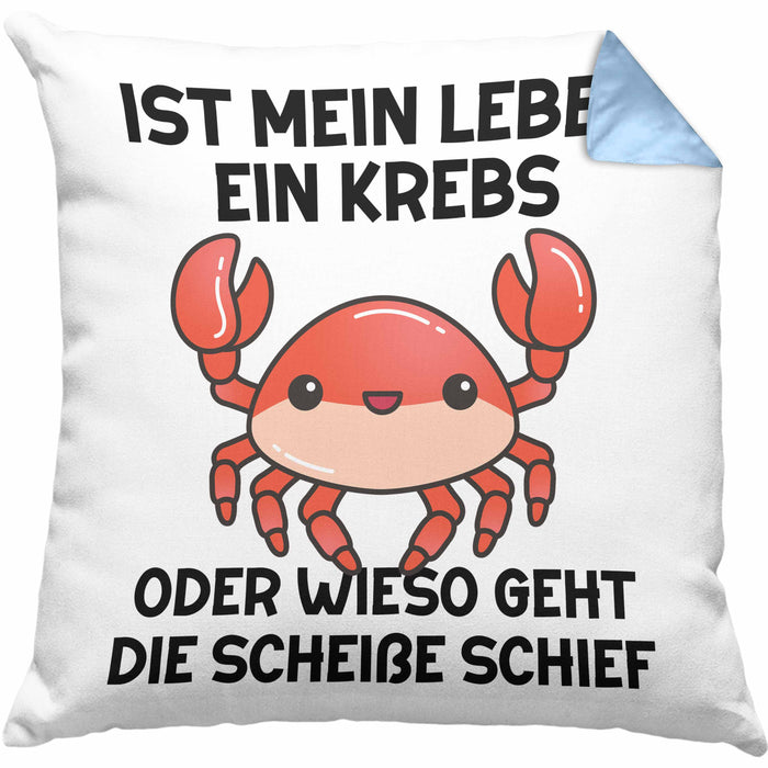 Dank Meme Kissen mit Füllung 40x40 Spruch Internet Meme Geschenkidee Depressionen Ist Mein Leben Ein Krebs Oder Wieso Geht Die SCH Schief? (Grau) Blau Trendation