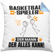 Basketballspieler Kissen mit Füllung 40x40 Geschenk für Basketballspieler Der Mann Der Alles Kann Geschenkidee zum Geburtstag (Grau) Blau Trendation