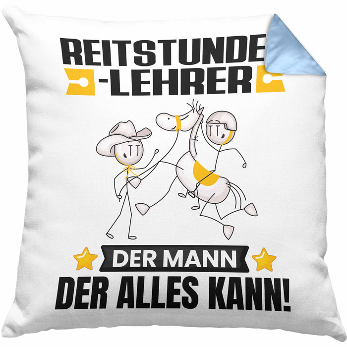 Reitstundenlehrer Kissen mit Füllung 40x40 Geschenk für Reitstundenlehrer Der Mann Der Alles Kann Geschenkidee zum Geburtstag (Grau) Blau Trendation