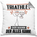 Triathlet Kissen mit Füllung 40x40 Geschenk für Triathlet Der Mann Der Alles Kann Geschenkidee zum Geburtstag (Grau) Grau Trendation