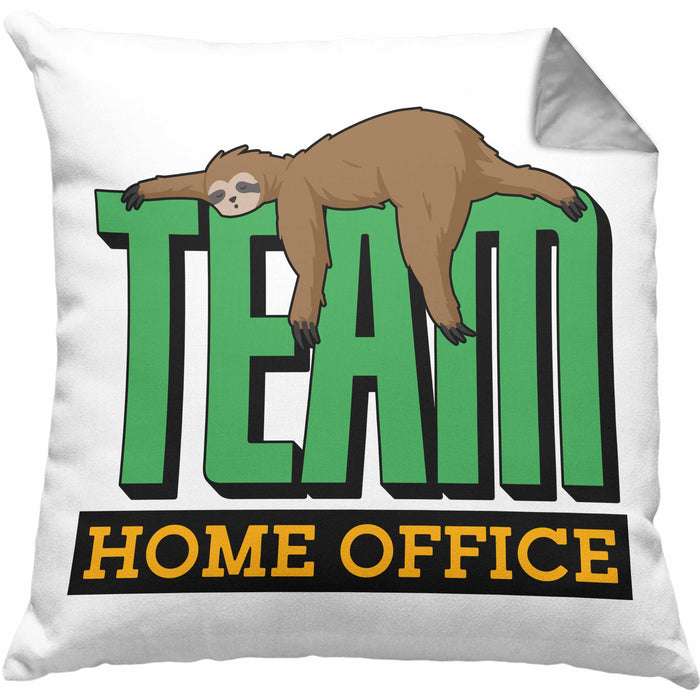 Arbeit Kissen mit Füllung 40x40 "Team Homeoffice" - Geschenkidee für Faultier-Fans (Grau) Grau Trendation