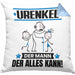 Urenkel Kissen mit Füllung 40x40 Geschenk für Urenkel Der Mann Der Alles Kann Geschenkidee zum Geburtstag (Grau) Blau Trendation