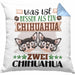 Chihuahua Besitzer Kissen mit Füllung 40x40 Geschenk Lustiger Spruch Geschenkidee Was Ist Besser Als Ein Chihuahua (Grau) Blau Trendation