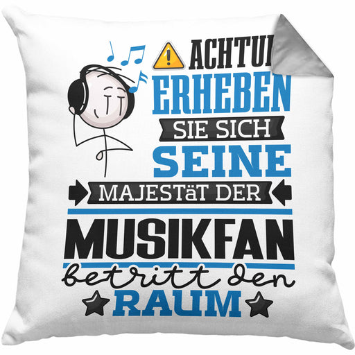 Musikfan Geschenk Kissen mit Füllung 40x40 Lustiger Spruch Erheben Sie Sich Der Musikfan Betritt den Raum (Grau) Grau Trendation