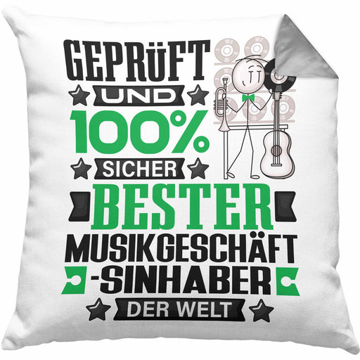 Musikgeschäftsinhaber Geschenk Lustiger Spruch für Musikgeschäftsinhaber Geschenkidee Bester Musikgeschäftsinhaber Der WeltKissen mit Füllung 40x40 (Grau) Grau Trendation