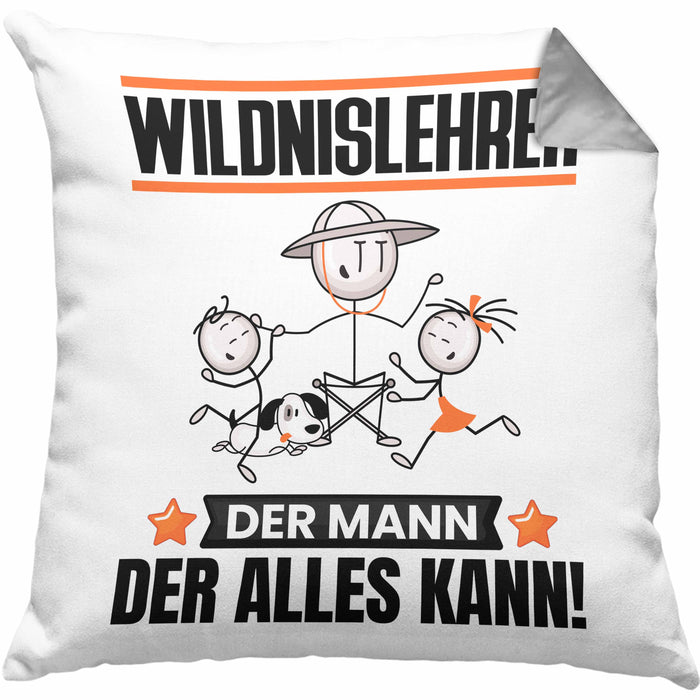 Wildnislehrer Kissen mit Füllung 40x40 Geschenk für Wildnislehrer Der Mann Der Alles Kann Geschenkidee zum Geburtstag (Grau) Grau Trendation