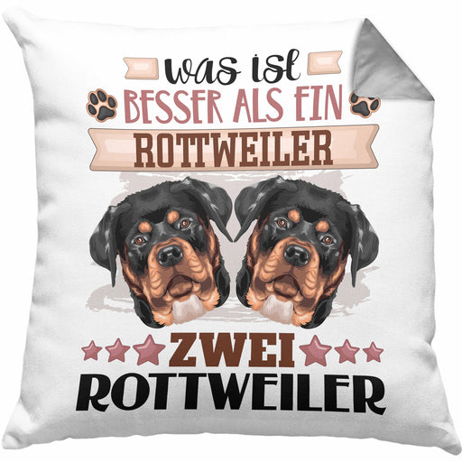 Rottweiler Besitzer Kissen mit Füllung 40x40 Geschenk Lustiger Spruch Geschenkidee Was Ist Besser Als Ein Rottweiler (Grau) Grau Trendation