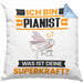 Pianist Kissen mit Füllung 40x40 Geschenk für Pianist Geburtstag Lustiger Spruch Was Ist Deine Superkraft (Grau) Blau Trendation