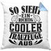 Trauzeuge Kissen mit Füllung 40x40 Geschenk So Sieht Ein Richtig Cooler Trauzeuge Aus Verkündung (Grau) Blau Trendation